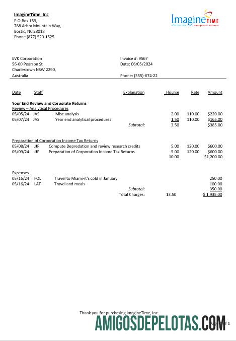 imprimível Modelo de conta de serviços públicos Imagine Time da Austrália em formatos Word e PDF